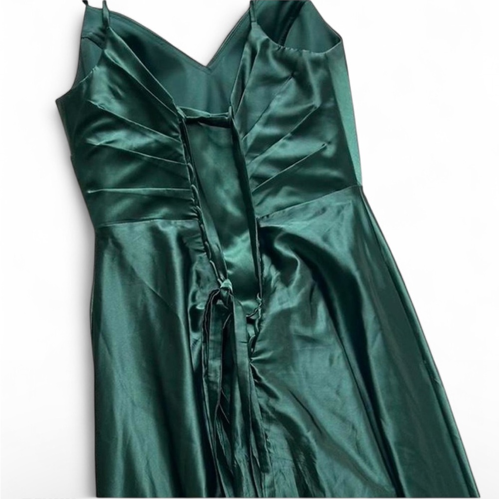 Green Satin Prom Dress - Picture 4 of 5